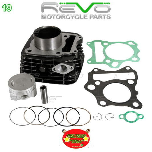Cilindro Completo Negro para Motocicleta TVS Apache RTR 180 2V - Marca REVO (Tipo Original) (Despacho 4 a 5 días hábiles)